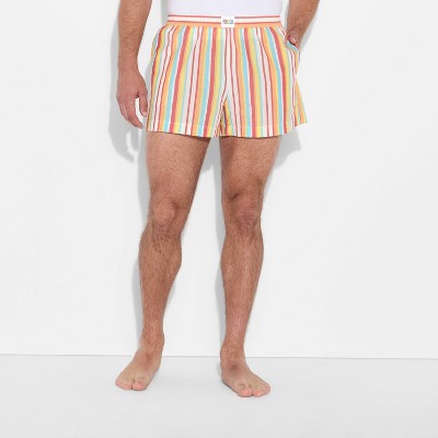 Pride Adult Rainbow Woven Pajama Shorts - Ivory Striped