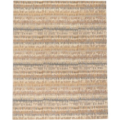 Gray and Beige Handmade Wool Abstract Rug, 2'0"x3'0"