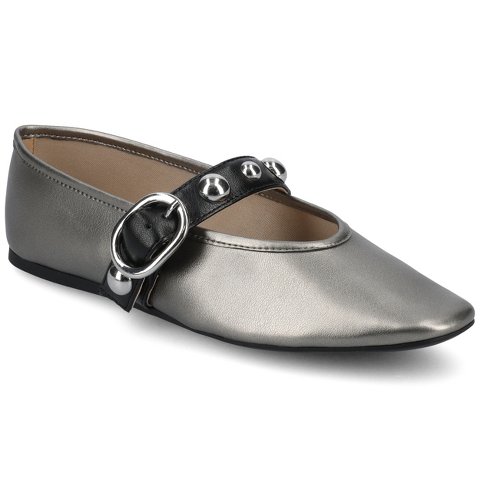 Обувь Journee Collection Journee Women's Naveah Studded Ballet Flats, Pewter 9
