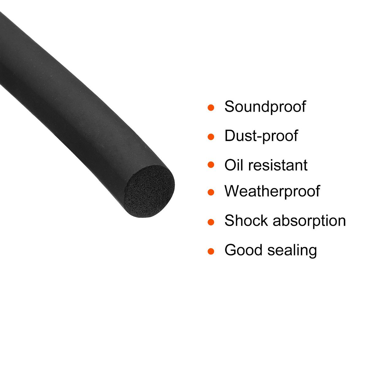 Unique Bargains Solid Foam Rubber Round Soundproof DIY Weather Seal Strips - thumbnail 9