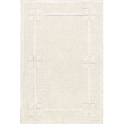 Ivory Rectangular Handmade Wool Area Rug
