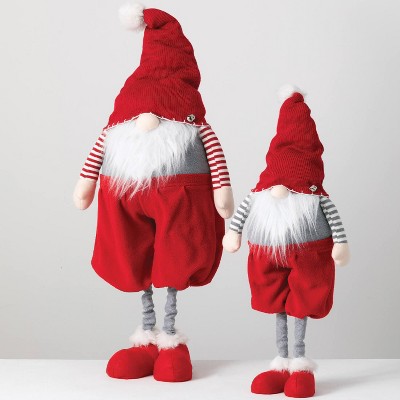 Sullivans Set of 2 Oversized Standing Telescopic Gnome Figurines 44"H & 35"H Red