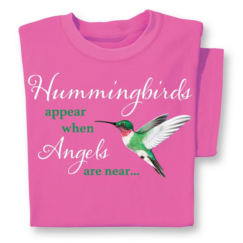 Collections Etc When Hummingbirds Appear Angels Are Near Pink Short Sleeve T-Shirt - Inspirational Gift Idea for Bird Lovers, 2 of 5