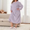 Women's Plus Size Fuzzy Cozy Crew Neck Long Sleeve Geometric Lounge Home Soft Full Nightgowns - Agnes Orinda - 2 of 4