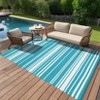 Modern Outdoor Plastic Straw Rug Reversible Mat, Striped Waterproof Rugs for Deck Backyard Porch RV Camper Picnic Balcony Beach - 2 of 4