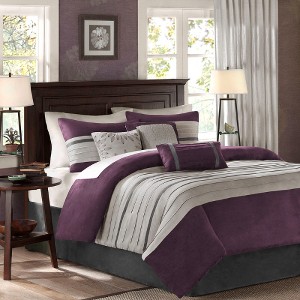 Lyngins 7-Piece Queen Size Comforter Set, Transitional Style Faux Suede with Pieced Microsuede Design Bedding Set, Machine Washable Quilt Bedding Set - 1 of 4