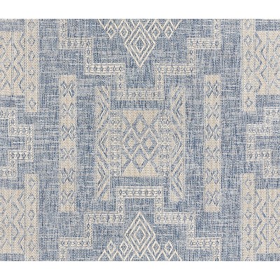 Blue Geometric Tufted Synthetic Indoor/Outdoor Rug 2' x 3'