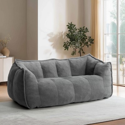 Pamapic Oversized Teddy Fabric Bean Bag Chair, Foam Filled Double Seater for Living Room