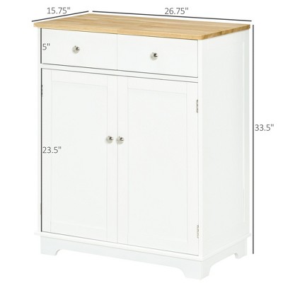 HBEZON Kitchen Storage Cabinet, Sideboard Floor Cupboard with Solid Wood Top, Adjustable Shelf, and 2 Drawers for Living Room, and Hallway — фото 3