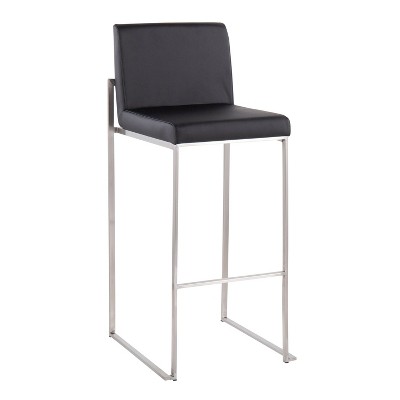 Adjustable Gold Steel and White Faux Leather Bar Stool