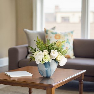 Modern Decorative Vase - Handcrafted Glass with Curved Silhouette - Decorative Accent for Home, Office, Bedroom, or Living Room Decor - Blue - 1 of 4