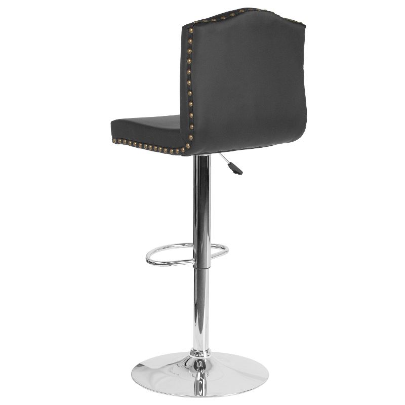Flash Furniture Bellagio Contemporary Adjustable Height Crown Back Barstool with Accent Nail Trim, 3 of 6