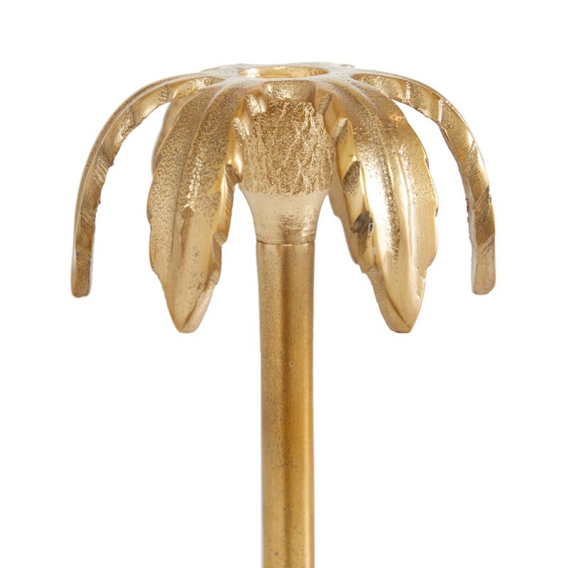 Set of 3 Aluminum Palm Tree Taper Candle Holders Gold - Olivia &#38; May, 6 of 9