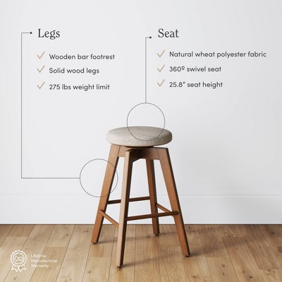 Amalia 26'' Antique Coffee and Natural Wheat Swivel Counter Stools