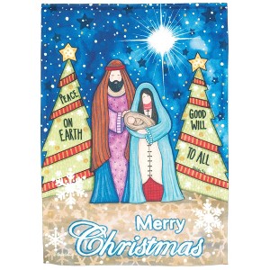 Magnolia Garden Merry Christmas Nativity Holy Family 13 x 18 Inch Polyester Garden Flag - 1 of 2