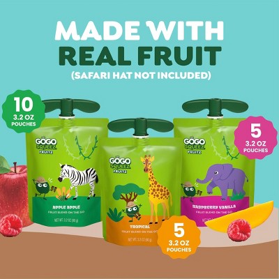 GoGo SqueeZ Fruit Discovery Safari Fruit Pouches - 64oz/20ct