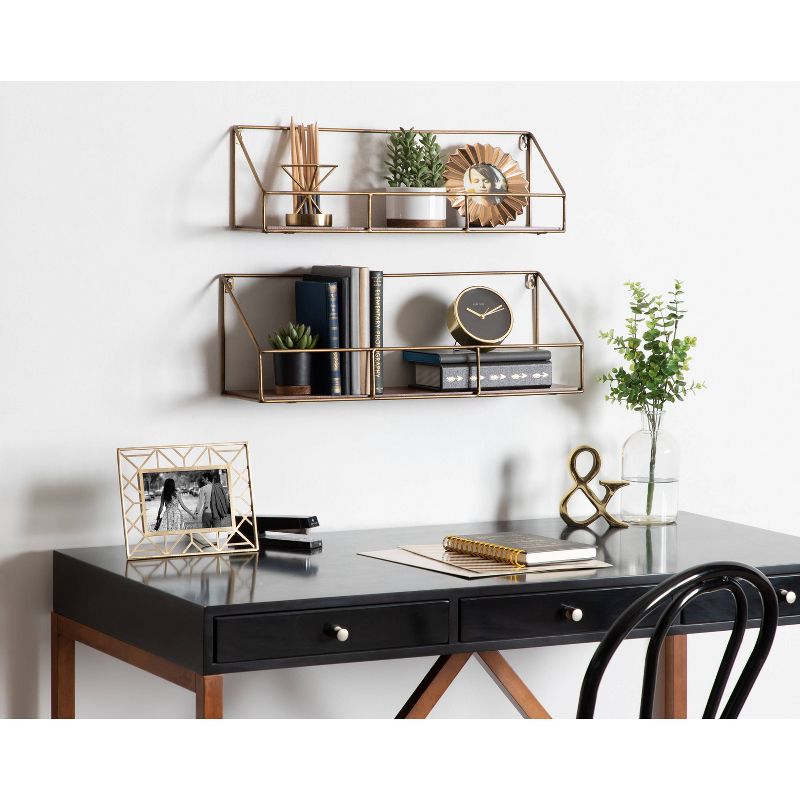 2pc Westland Wood and Metal Floating Wall Shelves Walnut Brown - Kate &#38; Laurel All Things Decor, 5 of 7