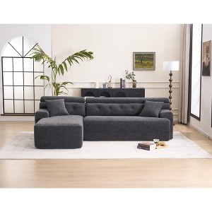Tiramisubest 98" Sectional Sofas Convertible Chaise Chenille Chesterfield Inspired High Density Compression Cozy Lounger for Living Room - 1 of 4