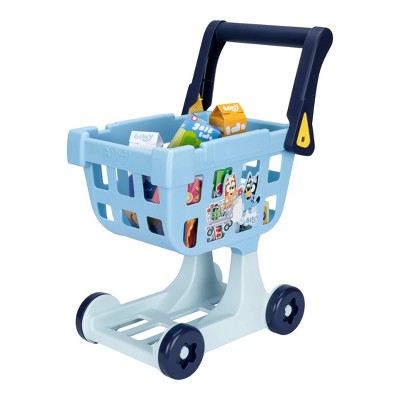 Blue and White Plastic Toddler Shopping Cart Playset