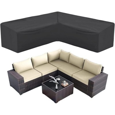 Akefit Outdoor Sofa Cover Waterproof Weather Resistant V-Shaped Large 106 Inch Black