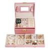 Unique Bargains PU Leather 3 Layer Birthday Gifts Jewelry Organizer Storage Holder with Drawer and Mirror - 3 of 4