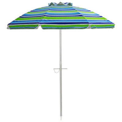 Tangkula 6.5Ft Beach Umbrella w/ Tilt Mechanism Sand Anchor Carrying Bag