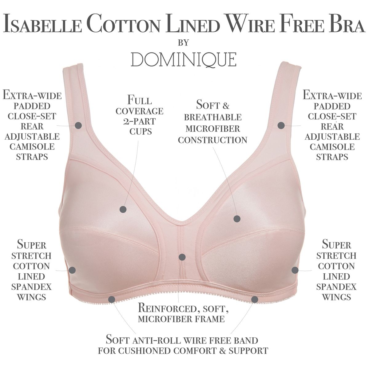 Dominique Women's - Isabelle - Wire Free Cotton Lined Soft Cup Bra - thumbnail 4