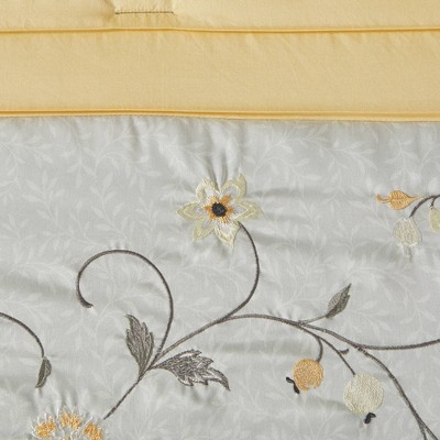 King Gray and Yellow Reversible 7-Piece Bedspread Set