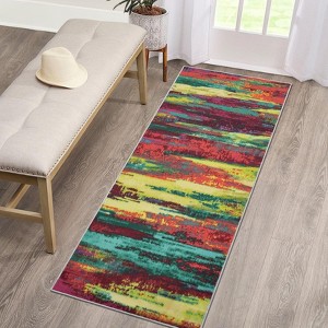 Washable Runner Rug 2x6 Low Pile Modern Abstract Hallway Runners Stain-Resistant Non-Slip Contemporary Ombre Bedroom Rug - 1 of 4