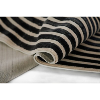 Xander Black and Ivory Geometric Rectangular Rug