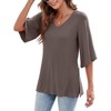 Chiffon Blouses for Women Ruffle 3/4 Sleeve Dressy V Neck Casual Flowy Tunic Tops - 2 of 4