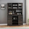 Farmhouse Coffee Bar Cabinet with Hutch & Sliding Barn Door, Tall Buffet Sideboard with Juice Rack & Glass Slots, Kitchen Storage - 4 of 4