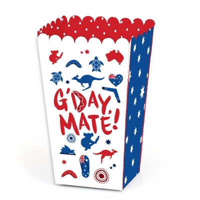 Big Dot of Happiness Australia Day - G'Day Mate Aussie Party Favor Popcorn Treat Boxes - Set of 12