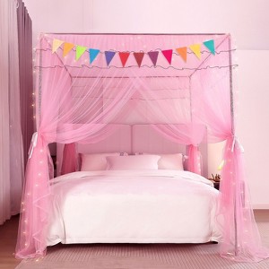 YEERSWAG Elegant Princess Twin Size Bed Canopy Bed Curtain Nets Holiday Present For Girls - 1 of 4
