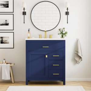 30 inch bathroom storage cabinet with ceramic sink, small bathroom vanity - 1 of 4
