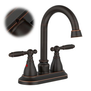 Gulches Modern Bathroom Faucet, Oil Rubbed Bronze 360° High Arc Swivel Spout, 4-inch Centerset Lavatory Faucet (Drain Not Included) - 1 of 4