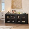 70.8" Sideboard Buffet Cabinet, Mid Century Modern Accent Cabinet with 4 Doors, Wood Coffee Bar Media Console Credenza for Kitchen, Brown - 3 of 4