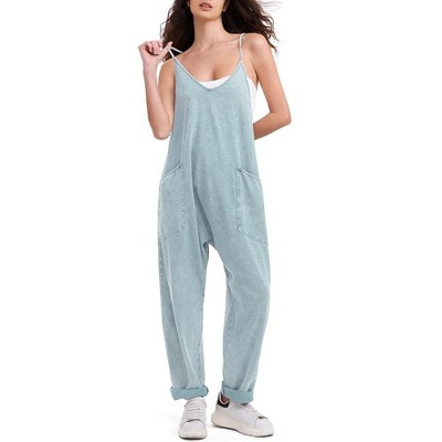 EXLURA Womens Casual Summer Jumpsuits Denim Trendy Fashion Overalls with Pockets