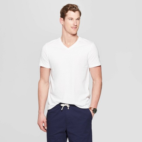 Buy Glito Men's Full Sleeves White V-Neck T-Shirt for Men (S) at