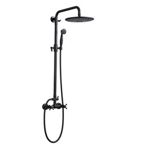 PROOX 2-Spray Antique Style Round High-Pressure Wall Bar Shower Kit with Hand Shower in Matte Black - 1 of 4