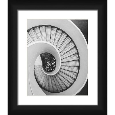 15" x 13" Matted to 2" Caracol Stairs Picture Framed Black - PTM Images