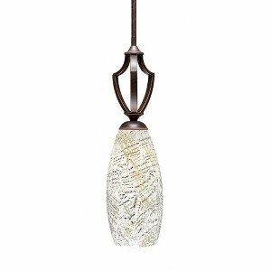 Toltec Lighting Zilo 1 - Light Pendant in  Dark Granite with 5.5" Natural Fusion Shade - 1 of 1