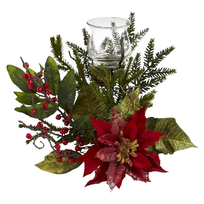 Nearly Natural Poinsettia Candelabrum, 1 of 5