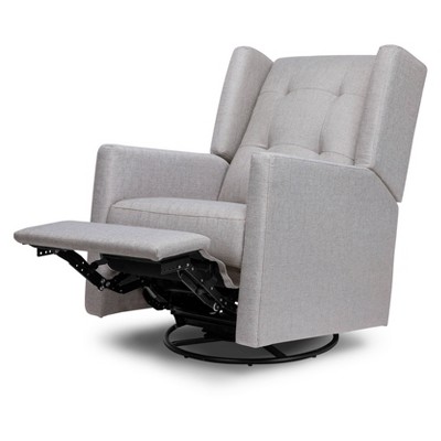 Misty Grey Swivel Recliner with Wood Base
