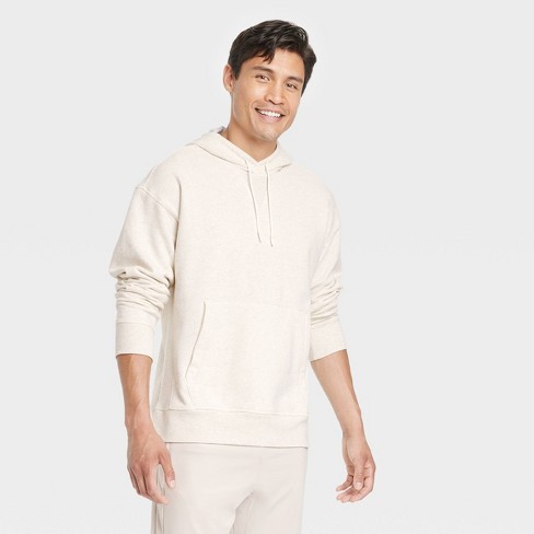 Men's Cotton Fleece Hooded Sweatshirt - All in Motion™ Oatmeal XXL