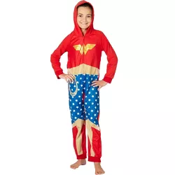 DC Comics Big Girls' Wonder Woman One Piece Costume Pajama Union Suit (4/5) Multicoloured