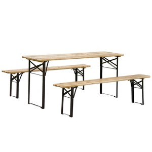 Dracelo Portable Picnic Table and Bench Set - 1 of 3
