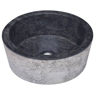 Black Marble Above-Counter Round Sink 15.7"