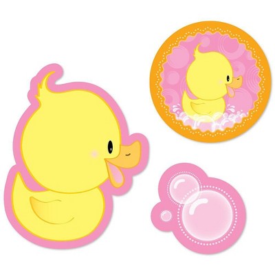 Big Dot of Happiness Pink Ducky Duck - DIY Shaped Girl Baby Shower or Birthday Party Cut-Outs - 24 Count