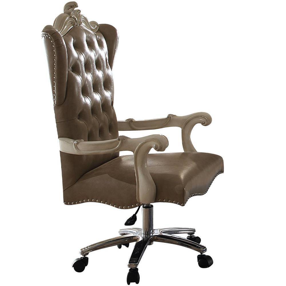 Photos - Computer Chair 27" Versailles PU Executive Office Chair Vintage Gray/Bone White - Acme Fu